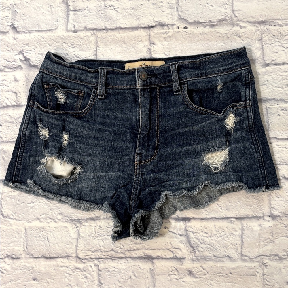 Hollister Vintage Short High Rise Distressed Denim Cut Off Jean Shorts Size 7/28